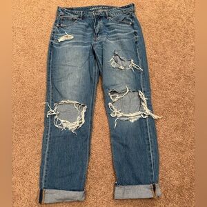 American Eagle Outfitters Blue Boyfriend Jeans Distressed